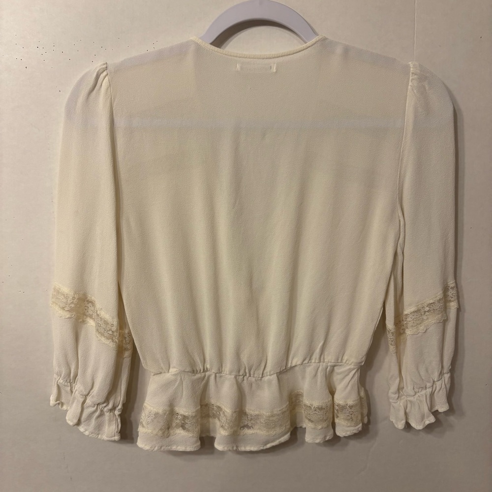 Reformation womens Ivory Lace Accent Blouse Size Small - Picture 4 of 15